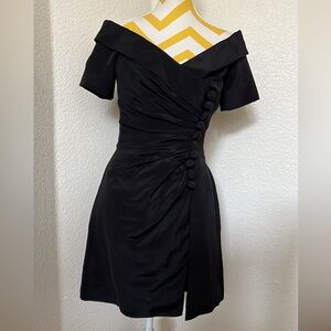 Vintage Scassi Boutique Saks Fifth Ave Black Off-Shoulder Dress